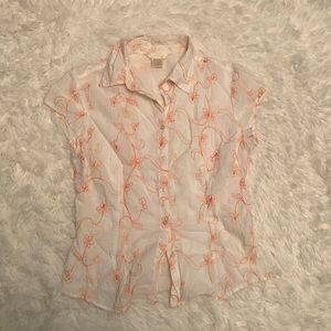 Fresh + Wear floral short sleeve button down blouse size M